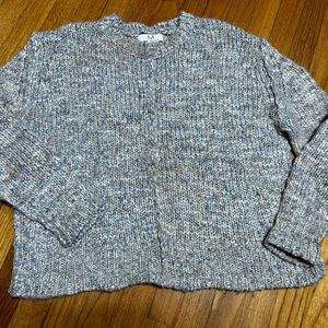 Magaschoni Womens Raw Hem Detail Confetti Chunky Knit Wool Blend Boxy Sweater L